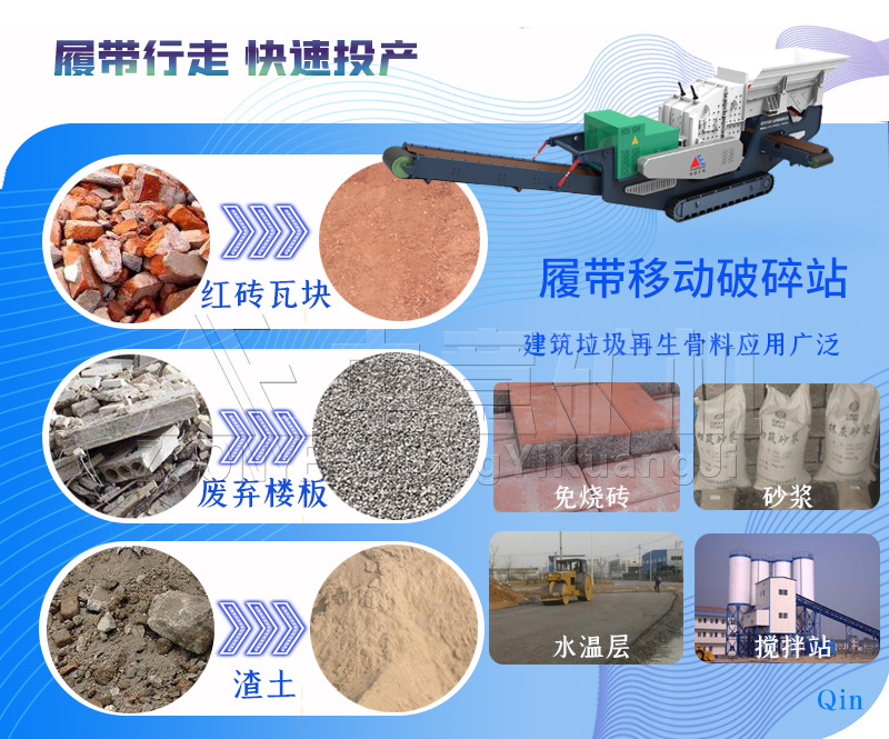 Гусеничная передвижная дробилка превращает строительные отходы в сокровище